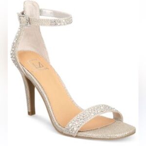 MATERIAL GIRL BLAIRE Rhinestone Crystal Heels Prom Champagne Women's 10 EUC